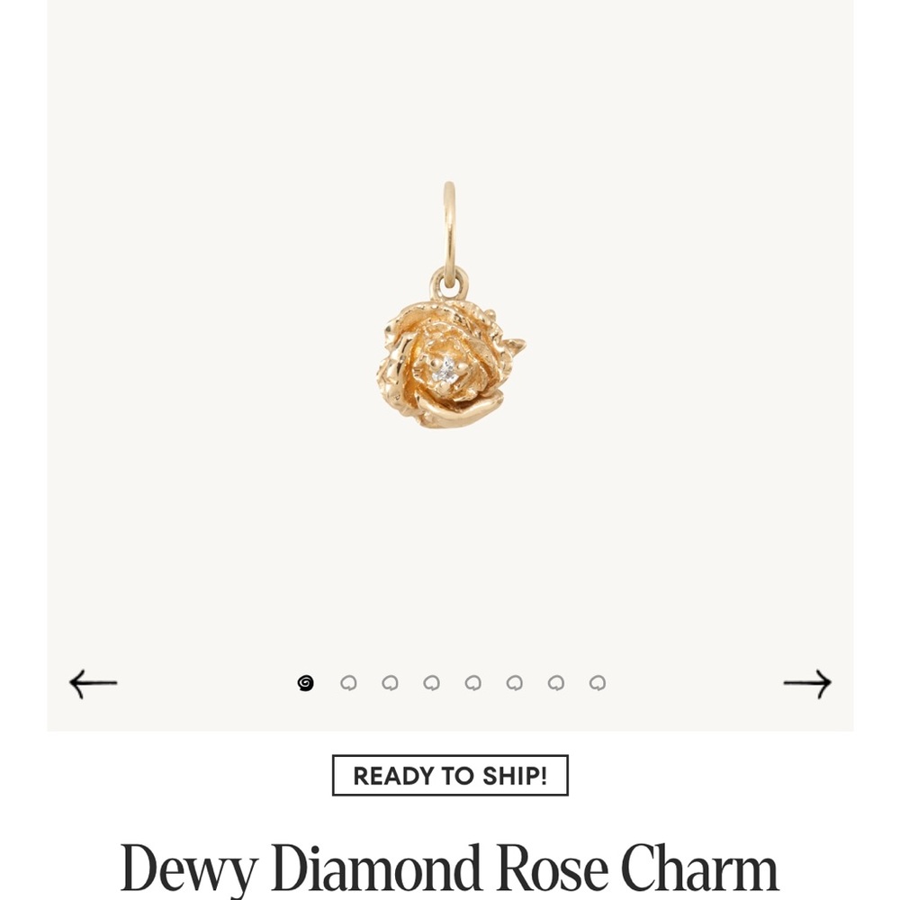 Catbird Dewy Diamond Rose Charm 14k gold